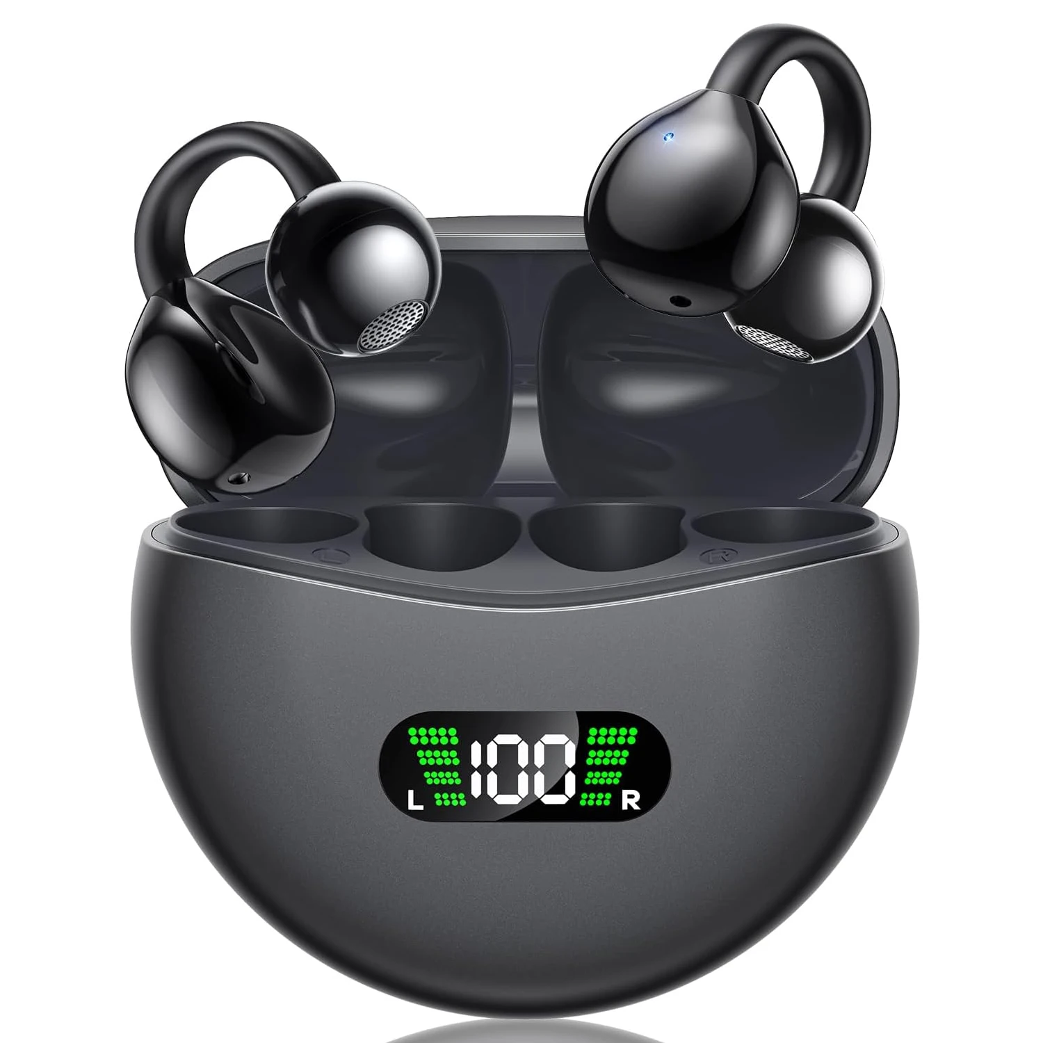 Workout Wireless Clip On Headphones with 42H Total Playtime Charging Case 42H Playtime and Auto Pairing for Work Commute Workout