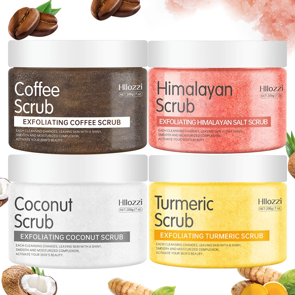 200g Himalayan Salt Body Scrub Exfoliating Deep Cleansing Turmeric Moisturizing Hydrating Coconut Coffee Smooth Skin