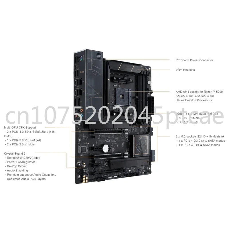 اللوحة الأم B550 Ryzen AM4 ATX ProArt B550 Creator AMD، مناسبة لخلاقي المحتوى، مع PCIe ®   4.0، وظيفة مزدوجة من النوع C