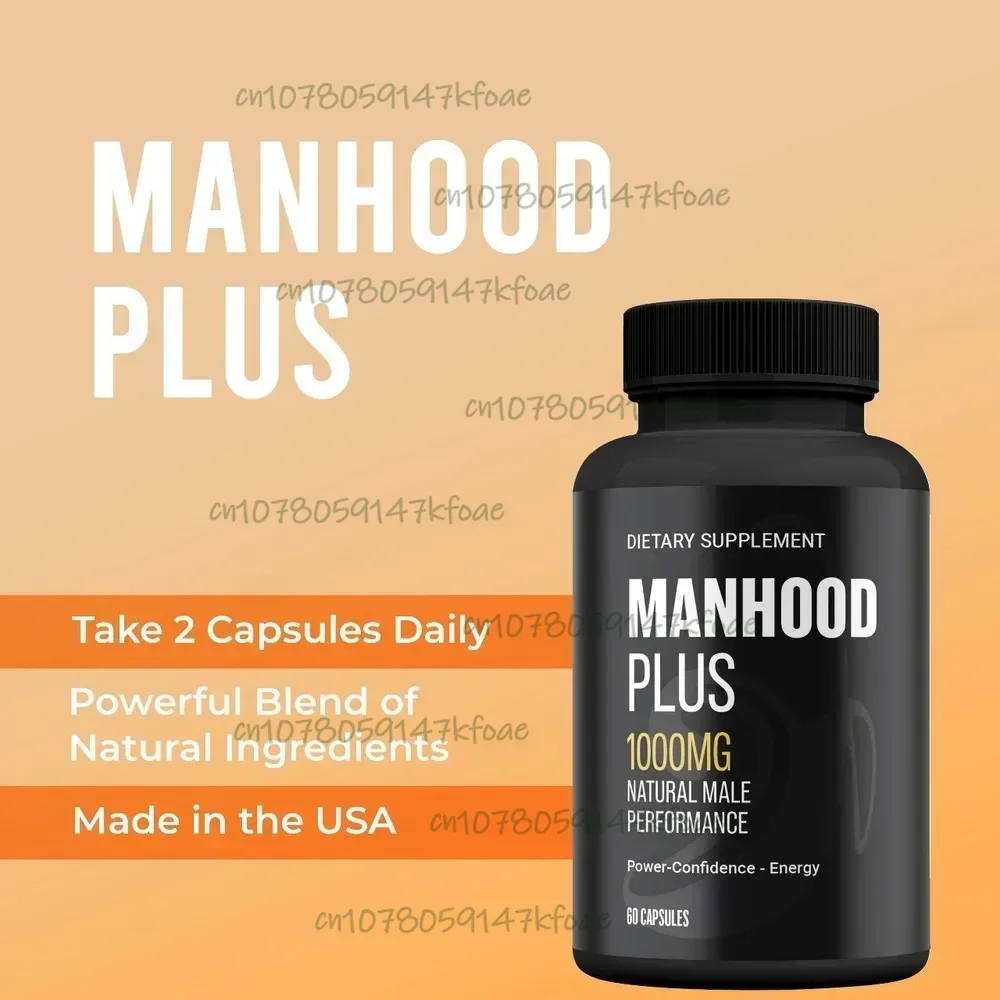 

60 капсул Manhood Plus, он линяет сексуальную производительность, улучшает силу мышц и паливо Ментальный фокус для An.