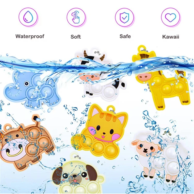 7-21Pcs Cartoon Tier Pop Schlüsselbund Hängen Stress Relief Spielzeug Kinder Geburtstag Party Favors Gast Geschenk Goodie Bag piniata Füllstoff – Detail 2