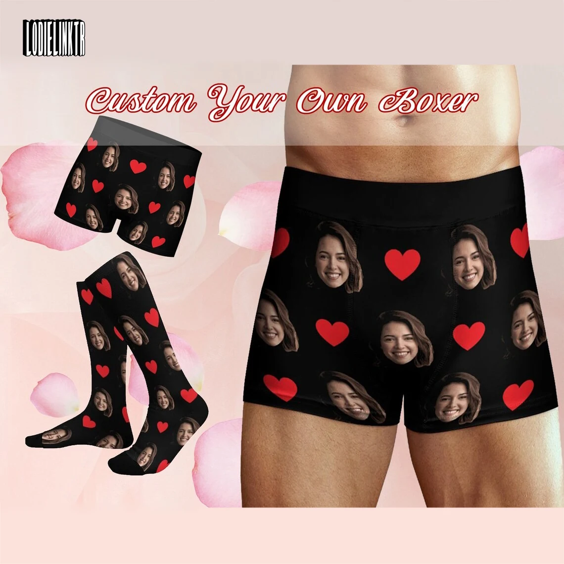 Custom Boxers Men Women Personalised Boxers With Face On Underwear Heart Socks Valentine\'s Day Gifts For Boyfriend/Husband