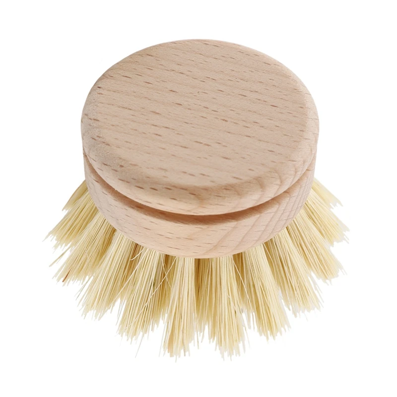 Щетка для мытья посуды, щетка для мытья посуды, 6 сменных насадок, деревянная щетка для чистки посуды, многоразовая кухонная буковая щетка