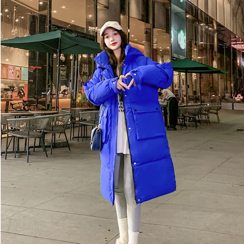 

Thick Warm Bread Outwear Down Cotton Jacket Female Korean Loose Mid-Length Women Autumn Winter Coat 2022 New Hooded Overcoat Top