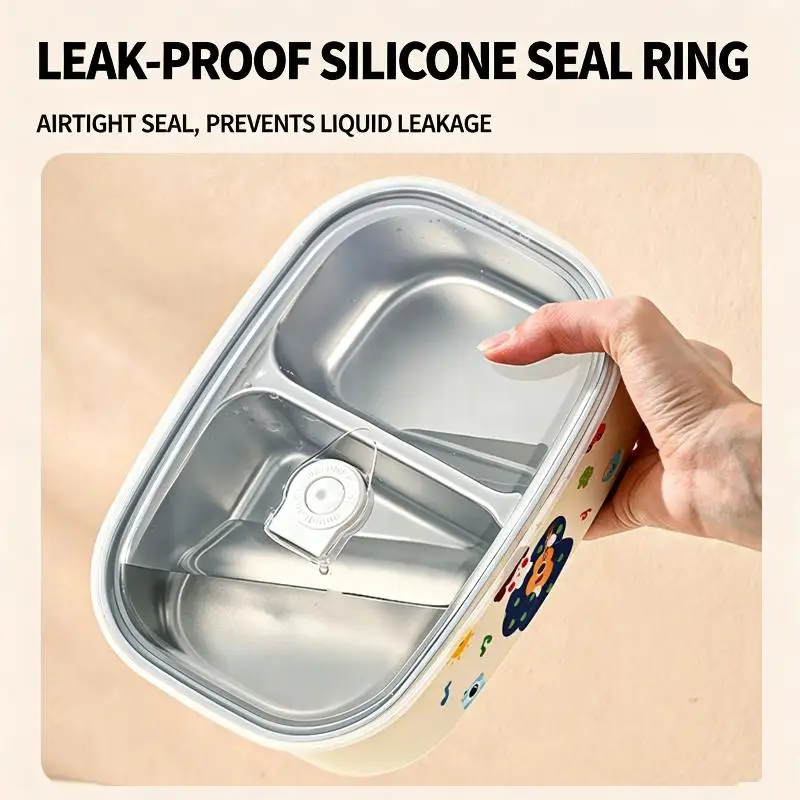 Stainless Steel Bento Lunch Box Compartment Sealed Design Leak Proof Reusable Food Container for Adult Kids Work School