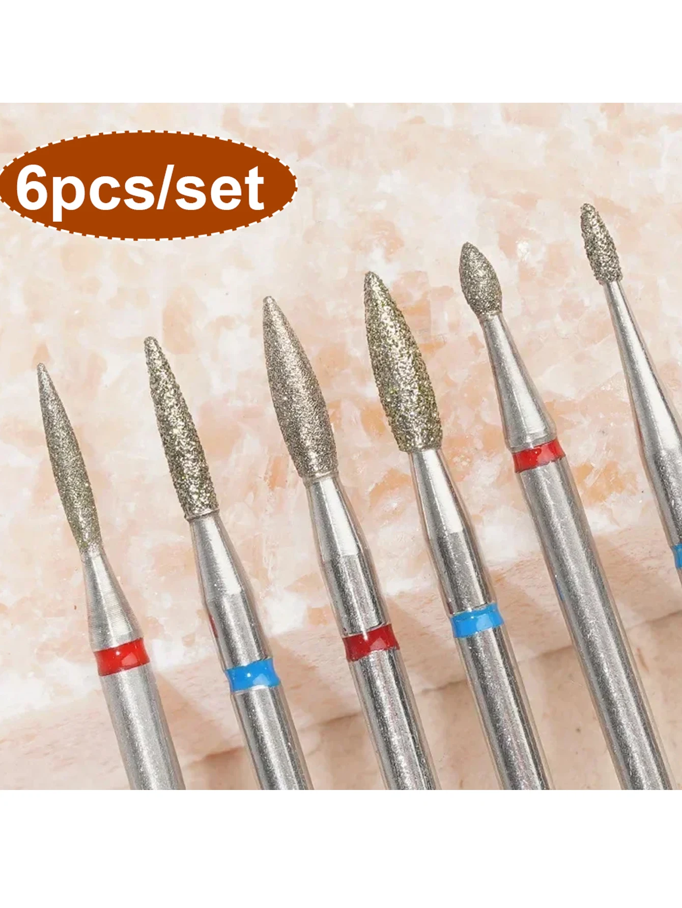 6Pcs Diamond Nail Drill Bits Carbide Conical Micro Cuticle Remover Bit for Under Nail Dead Skin Cleaning Cuticle Remove Nail Art
