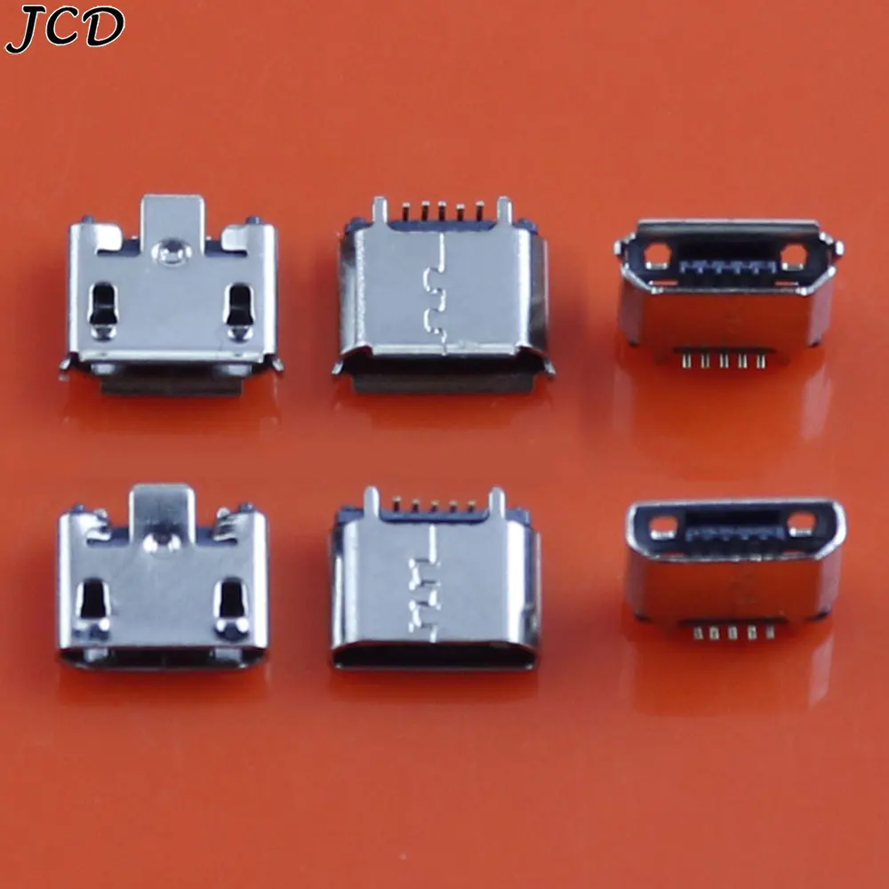 JCD 5pcs Micro Mini USB 5pin Female Seat 180 Degrees Jack 5P Vertical Patch Direct Plug-in USB Connector Power Socket