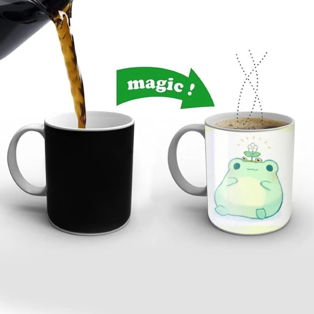 Cottagecore Kawail Frog Free shipping Mug Changing Color Ceramic Coffee Mugs Magic Tea Cup Best Gift