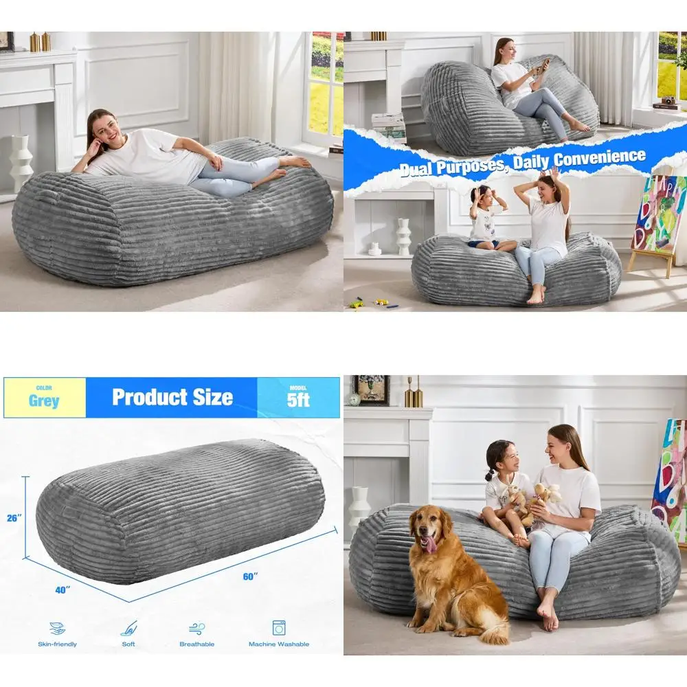 كرسي بين باج كبير للبالغين مع غطاء قابل للإزالة، مقبض محمول، كرسي صالة مريح لغرفة المعيشة #1