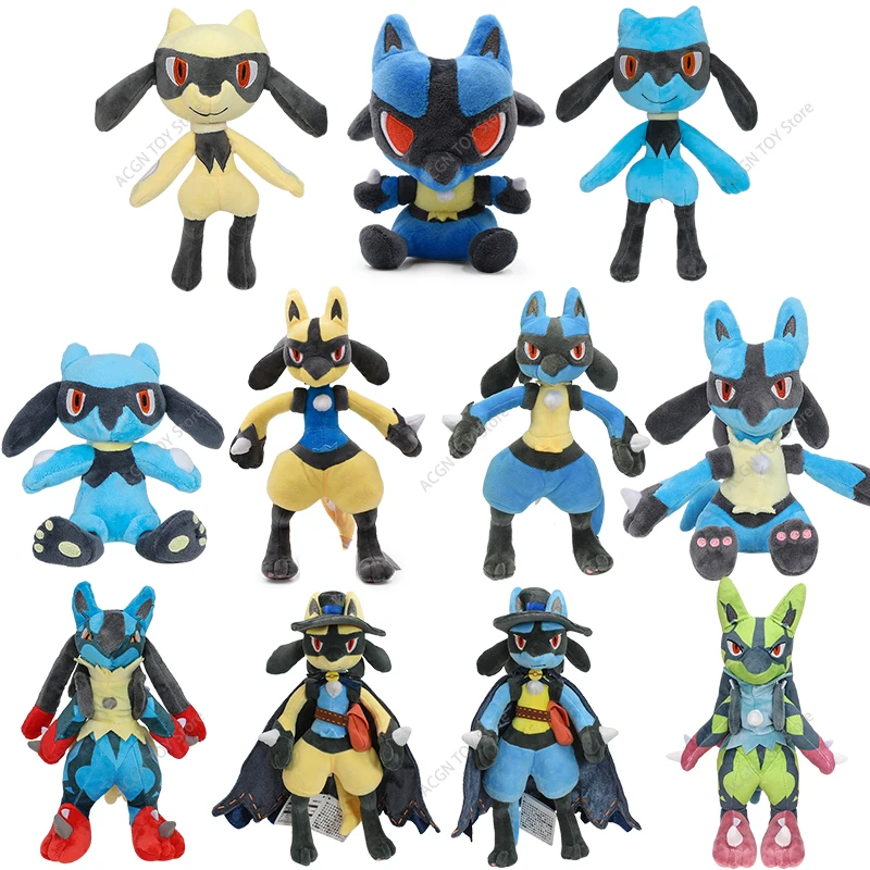 11 Stile Pokemon Plüsch Riolu Mega Lucario Glänzender Lucario Stofftier Niedliches Plüschspielzeug Weihnachts- und Halloween-Geschenke