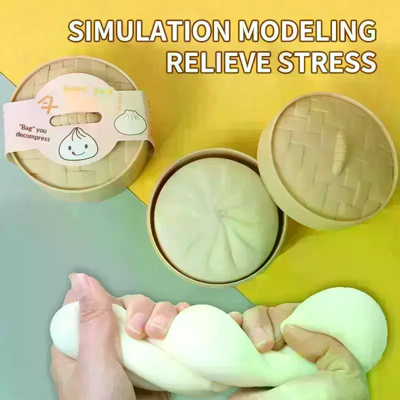 Steamed Stuff Bun Anti-Stress Ball Fidgets Toy Dumpling Squishies Soft Slowing Rebound Foam Toy Ultra-Soft Decompression