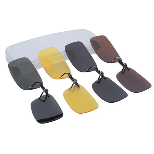 Imagen 2 del producto Gafas de sol polarizadas con Clip para pesca Unisex, lentes de visión nocturna para conducción cercana, Anti-UVA, Anti-UVB, Clip para gafas de sol de pesca