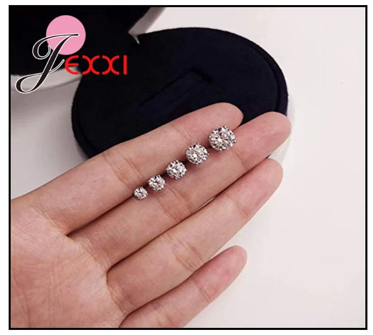 Newest Trendy Stud Earring 100% 925 Sterling Silver Cubic Zirconia For Women Ladies Pretty Anniversary Gifts Fashion