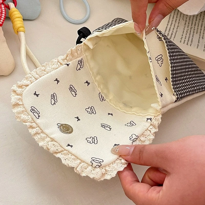 Portable Cosmetic Pouch Kawaii Cartoon Lipstick Photocard Storage Bag Girl Cloth Earphone Case for Students Adults Cute Holder view 2
