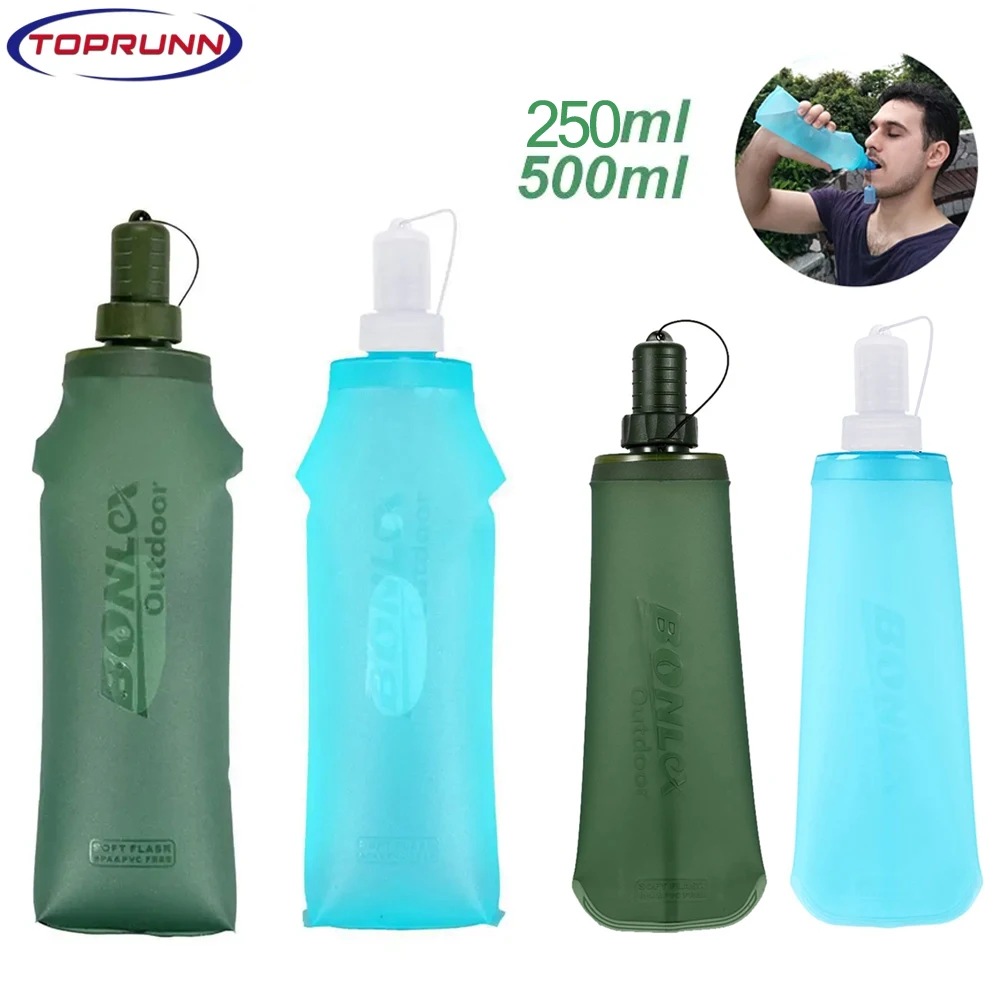 

250ML 500ML Collapsible Water Bottle TPU Flask Folding Soft Flask for Marathon, Trail Running, Jogging, Camping, Cycling