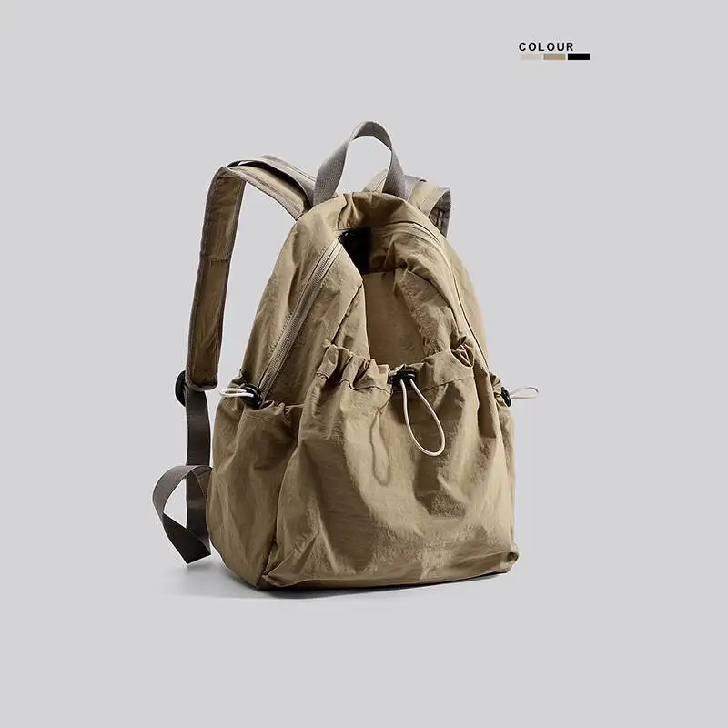 Casual Backpack Women Large Capacity Fashion Junior High School Student Pleat Schoolbag Cloth Bag Korean Travel Backpack