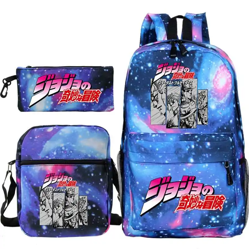 Fashion 3 Set Backpacks Anime Jojo Bizarre Adventure Print Backpack Women Men Book Bag Teenage Jojo Bizarre Adventure Schoolbag