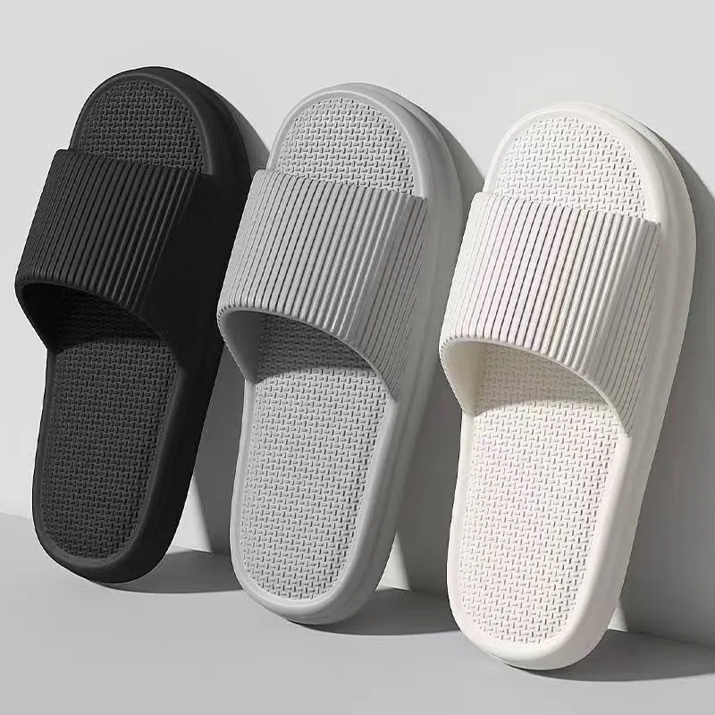 

Summer Concise Solid Color Home Slippers Women Men Non-slip EVA Bathroom Slides Soft Light Beach Sandals Couples Shower Shoes