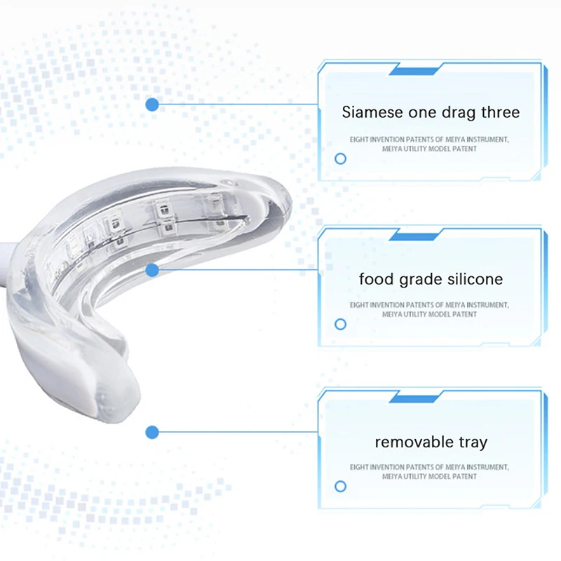 مصباح تبييض الأسنان المحمول USB القابل لإعادة الشحن ، ضوء فموي أزرق ، 3in 1 ، 16 ضوء