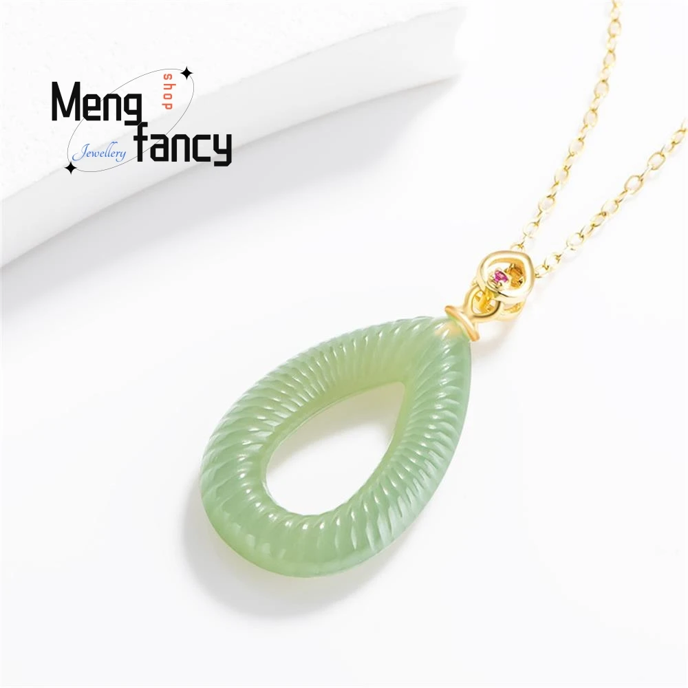 

Старый Hetian Jade Jasper Ripple Water Drop Подвеска S925 Серебро Аутентичный Натуральный Нефрит Ожерелье Для Женщин