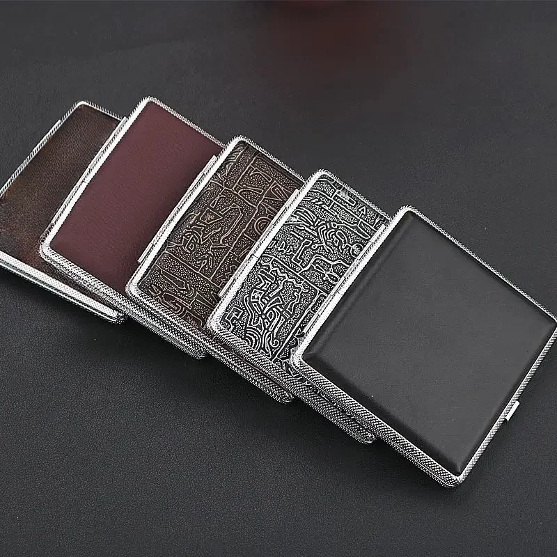 Smoking Accessories Cigarette Case 20 Cigarettes Cases Portable Smoke Case Tobacco Pouch Metal Pocket Box Lighter Gifts For Men