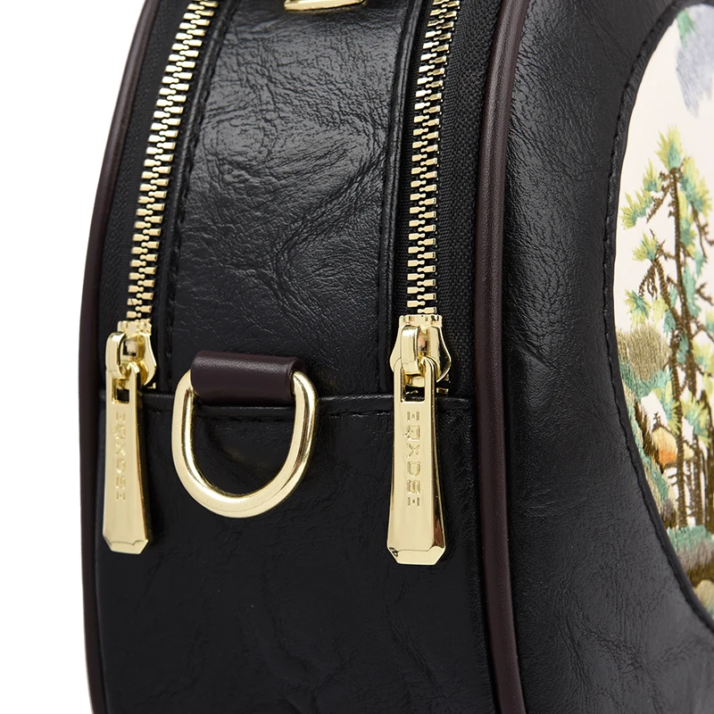 Small Women Handbag 2024 New Designer PU Leather Wide Strip Shoulder Bags Round Shape Vintage Female Cross Body Bags