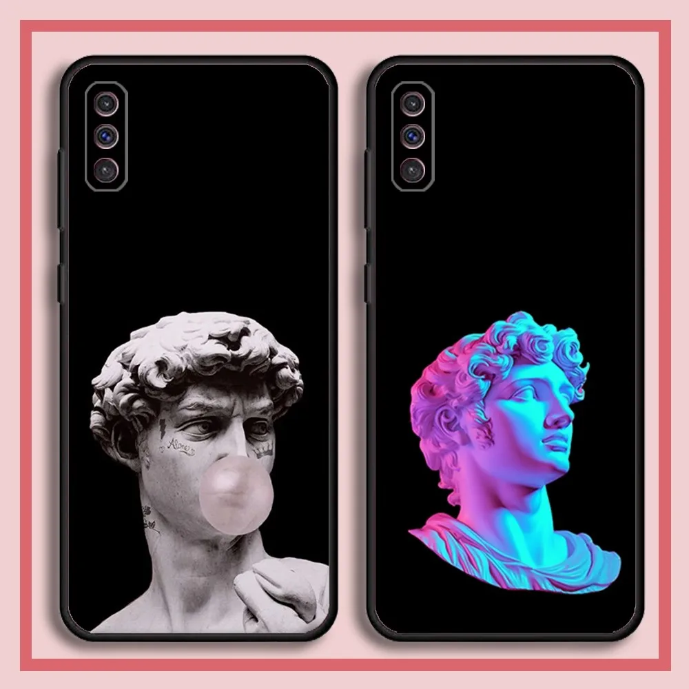 Art Aesthetic Statue of David Phone Case For Samsung S23,23,22,30,21,10,9,Note20 Ultra,Lite,Ultra,5G,Plus,FE,Black Soft Case