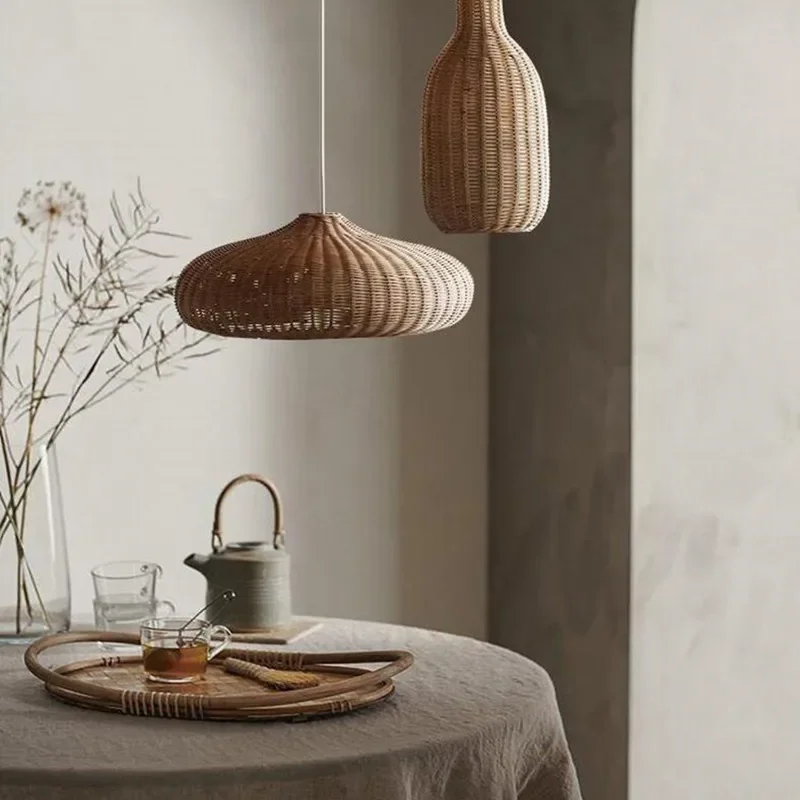 Rattan Chandelier Tea Room Zen Chinese Homestay Restaurant Chandelier Japanese Living Room Bedside Bedroom Lamp