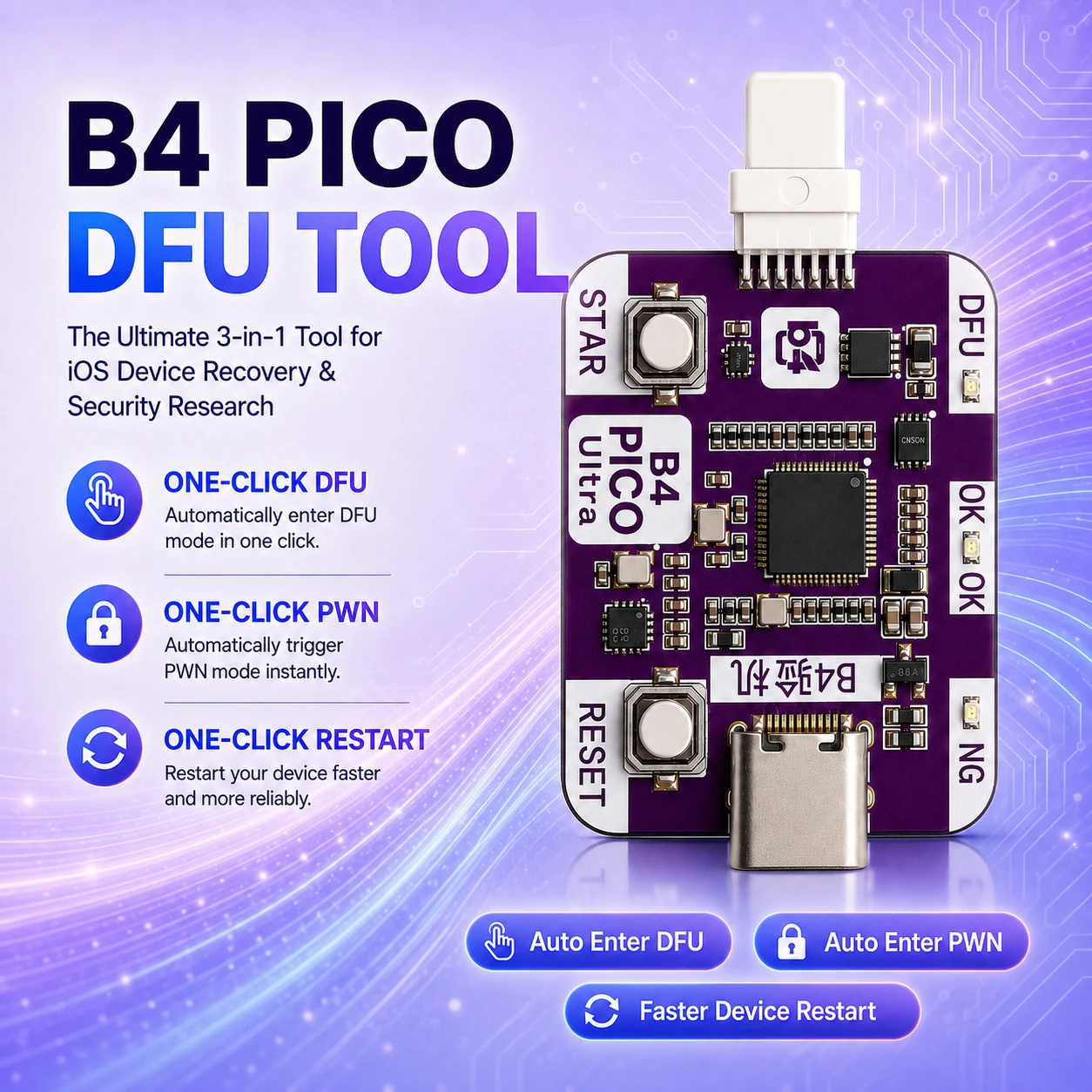 RP2350A PIC0 Engineering Box unterstützt One-Click-DFU-Daten, One-Click-Neustart, Eintritt in den Wiederherstellungsmodus für Mobiltelefon-Reparaturwerkzeuge. – Detail 2