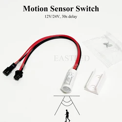 PIR Sensor Switch Motion Activated 12V/24V Occupancy Light Switch Auto On Off Sensor with SM Coupler Terminal for Under Cabinet