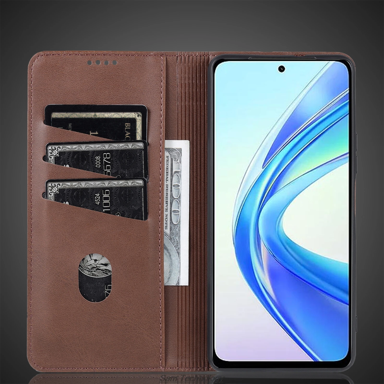 디럭스 마그네틱 흡착 가죽 장착 케이스, 화웨이 아너 X7b 플립 커버 보호 케이스, Capa Fundas Coque