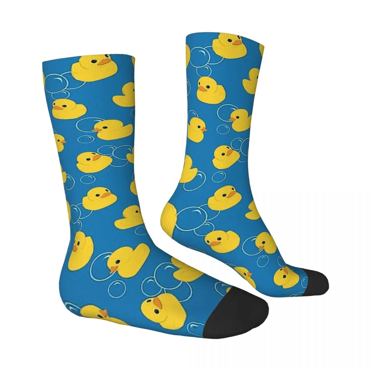 Bubble Pattern Rubber Duck Bath Toy Yellow Cute Socks Hiking 3D Print Boy Girls Mid-calf Sock