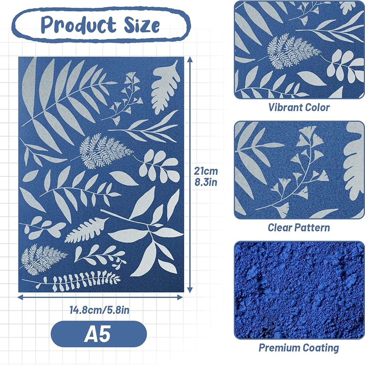 Acrylic Sheets 38 Sheets Cyanotype Paper A5 Sun Print Paper Kit with 2 Clear Acrylic Sheets High Sensitivity Solar Drawing Paper