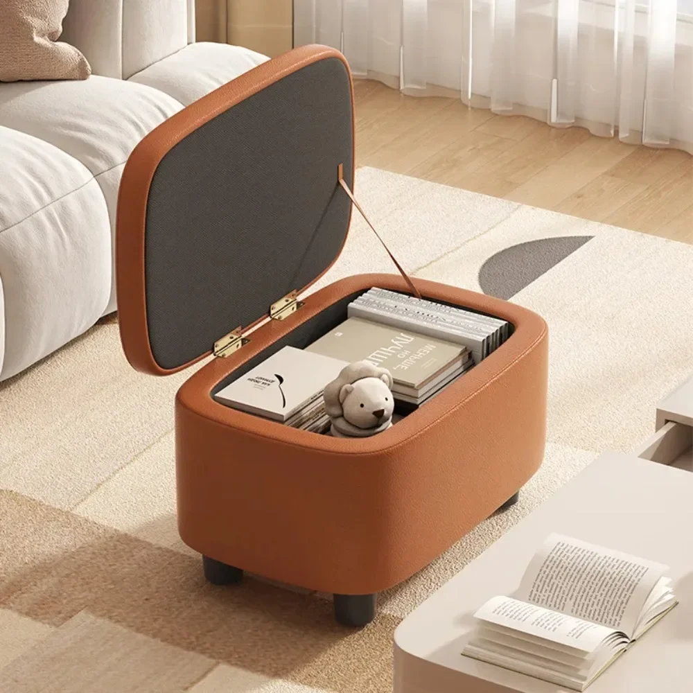 Taburete Morno Y Sencillo Para Puerta Casa, Taburete Bajo Con Bolsa Suave Almacenamiento Para Zapatos Sala Estar, Muebles Co