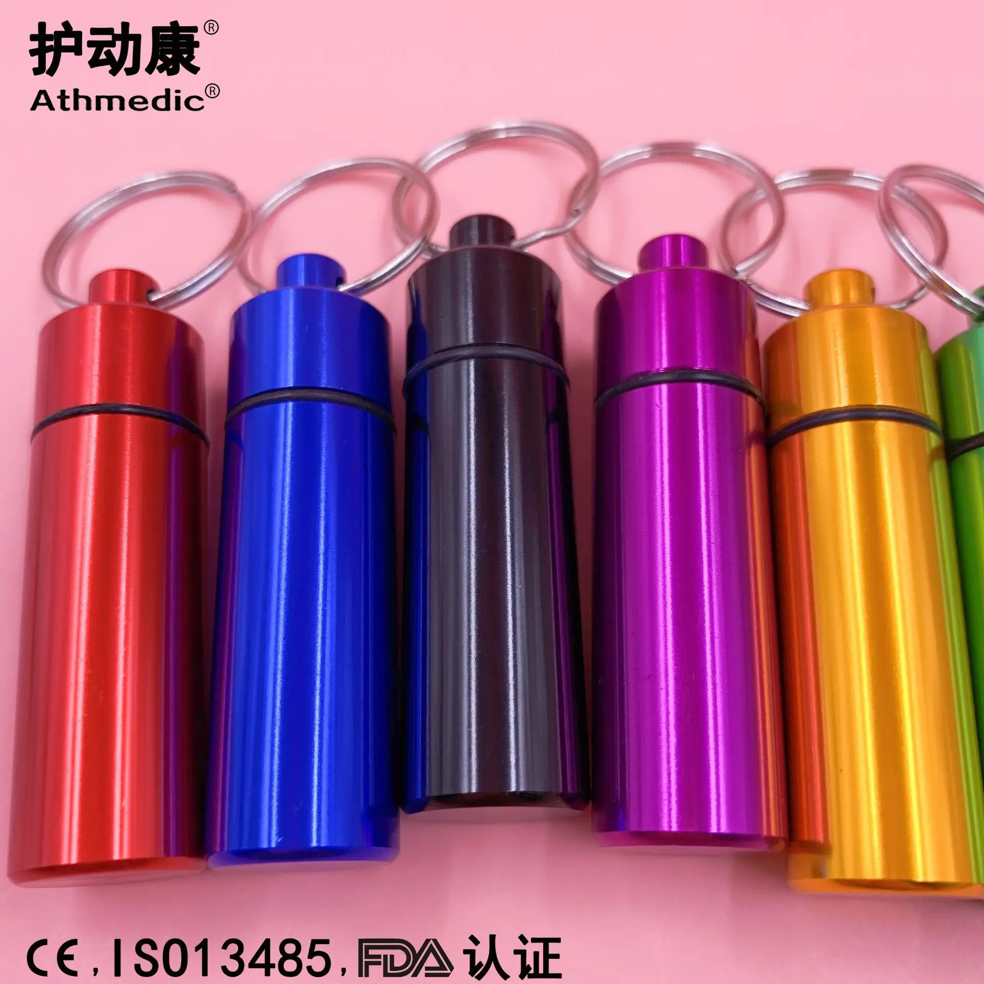 aluminum medicine bottle with key chain aluminum alloy medicine cartridge  Box for 3 pcs dosing capsule