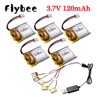 Lipo 120mah 3.7V Drone Battery For FQ777-124 Hubsan Q4 Wltoys V272 V282 V292 Rc Quadcopter Spare Parts 3.7v 5Battery + Charger