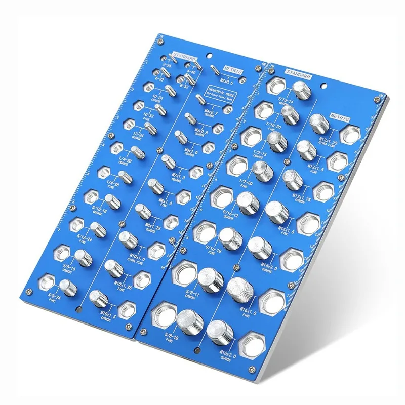 38 Hole Red and Blue Screw Gauge Metric and Imperial Gauge Nut and Bolt Thread Inspector Tool