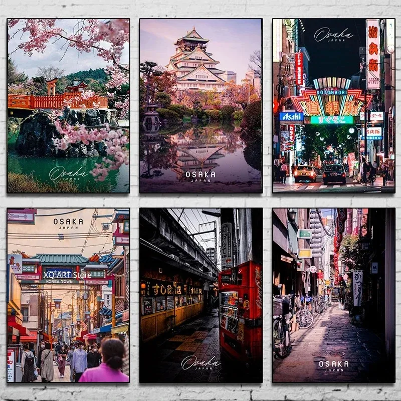 Osaka Poster Japanese Urban Landscape Map Urban Impression Canvas Printing Poster Wall Art Decor Paint for House Room Art Decor