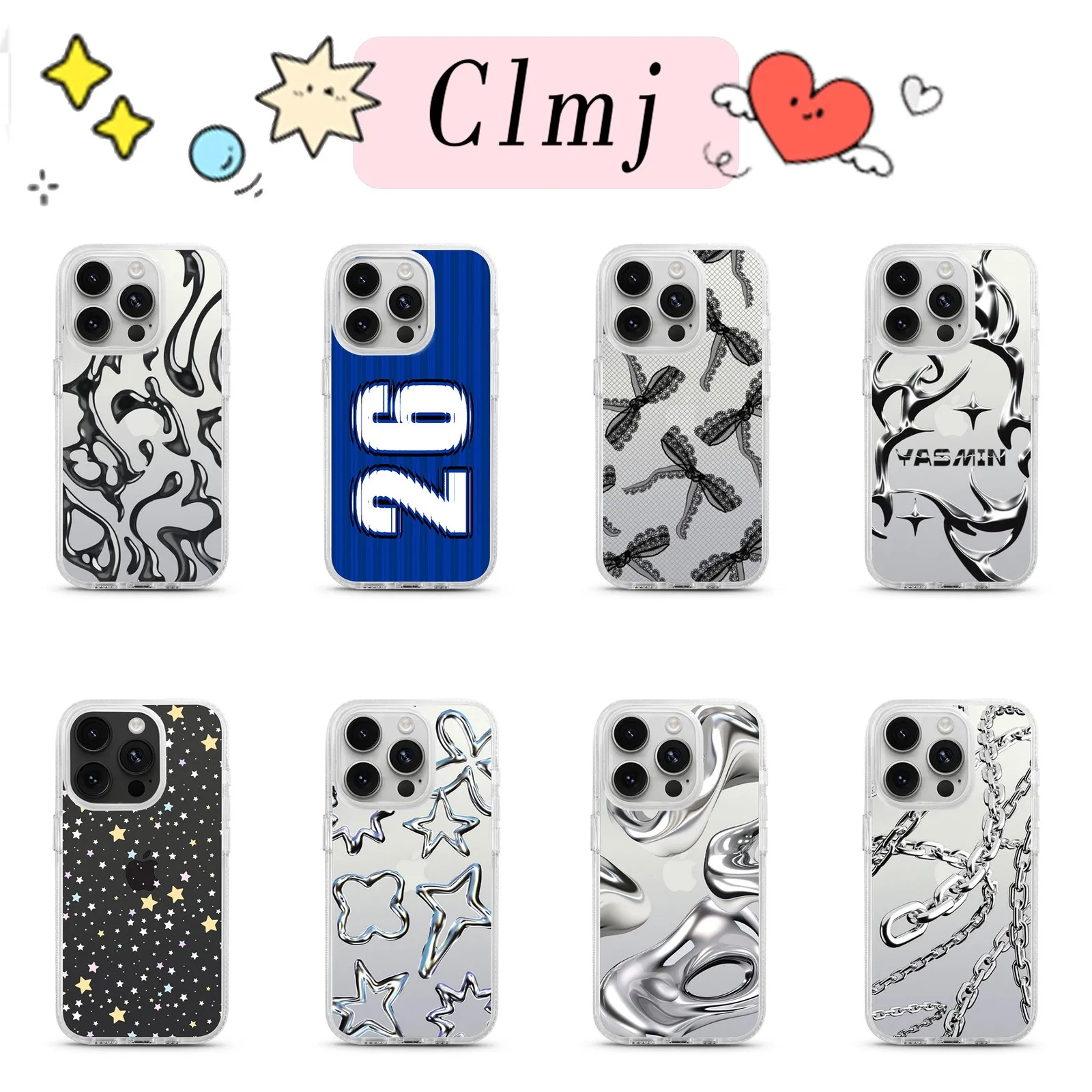 Silver Collage Phone Case For Samsung Galaxy S26 S25 S24 S23 S22 S21 S20 FE Note20 Edge Plus Ultra Lite 5G Clear Cover