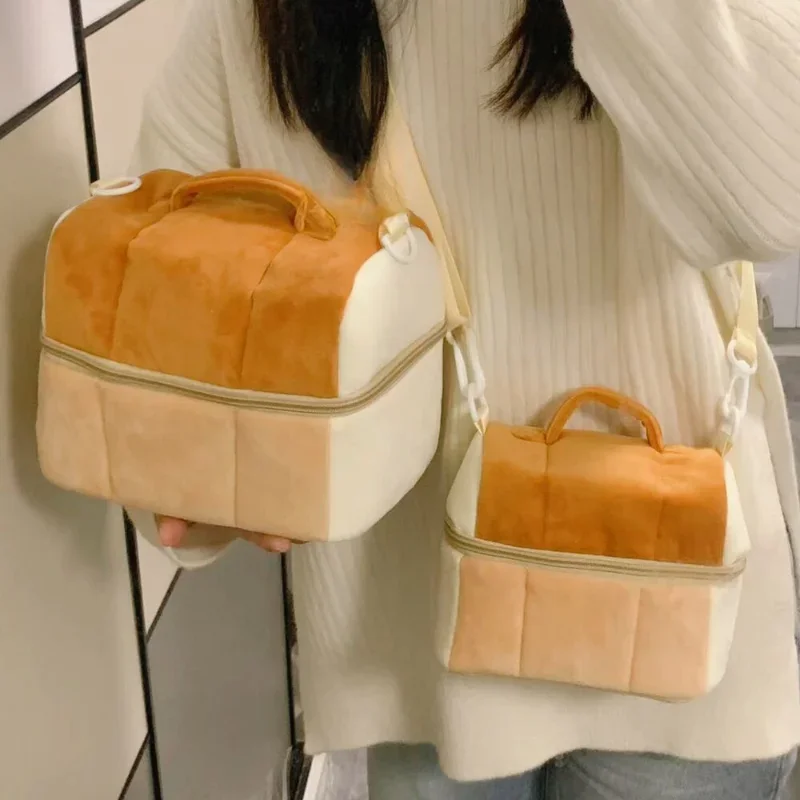 Cosmetic Bag Nylon Cotton Casual Zipper Solid Bread Shape Storage Bag Camera Bags Purse Korean Lovely Large Capacity Bags Сумка