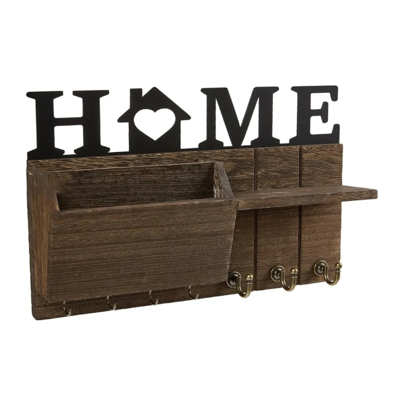 Home Entryway Wall Mount Key Holder Decorative Key Rack with Mail Storage Slot Drop Shipping