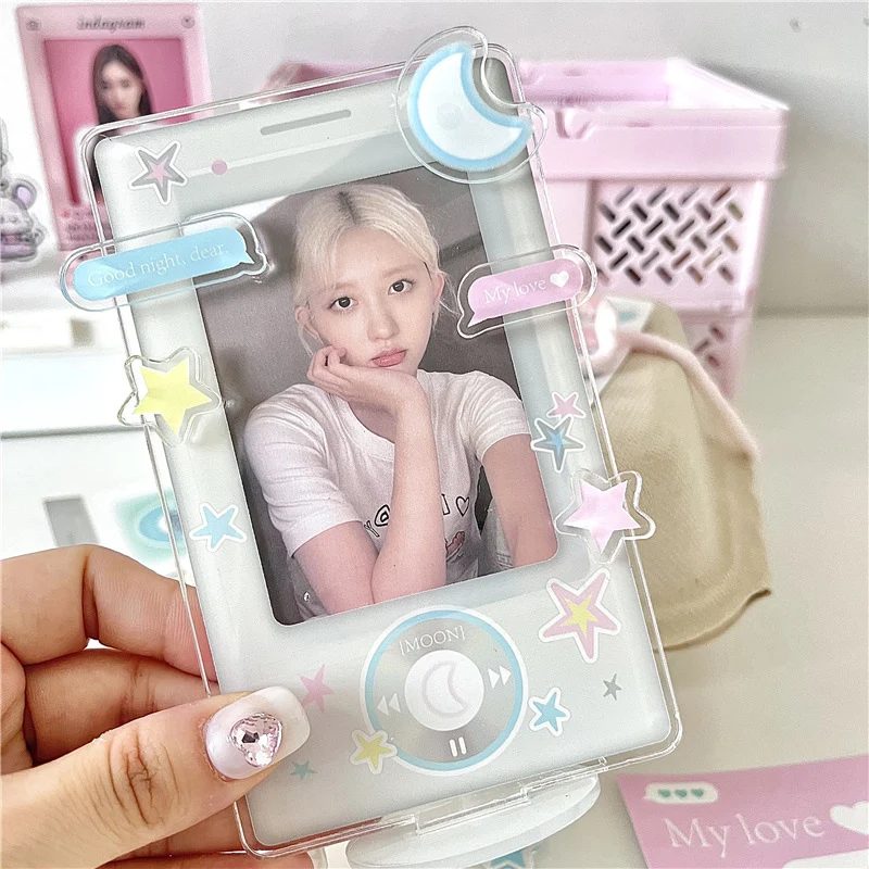 INS Kpop Photocard Holder 3 inch Acrylic Photo Frame Idol Photo Display Stand Photo Unique Design Card Protective Case 포토카드 액자