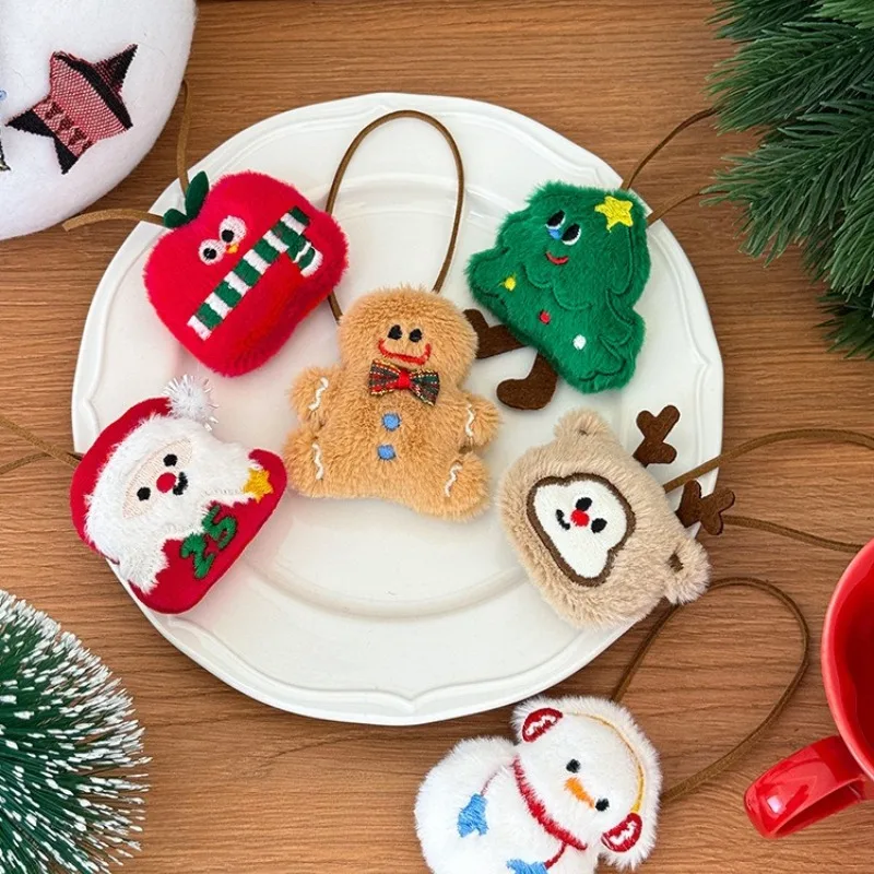 Christmas Plush Keychain Cartoon Santa Claus Christmas Tree Doll Stuffed Toys Car Keyring Bag Pendant Hanging Decor Gift 키링