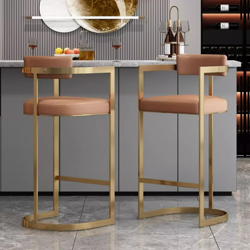 

Modern Leisure Bar Dining Chair with Stainless Steel Pu Leather Non-Adjustable Acrylic Furniture for Kitchen Hotel Living Room