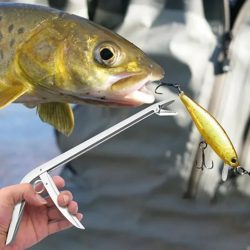 

1/2Pcs stainless steel fish clamp plier unhooking device practical fishing hook remover tool for outdoor fishing tackle use