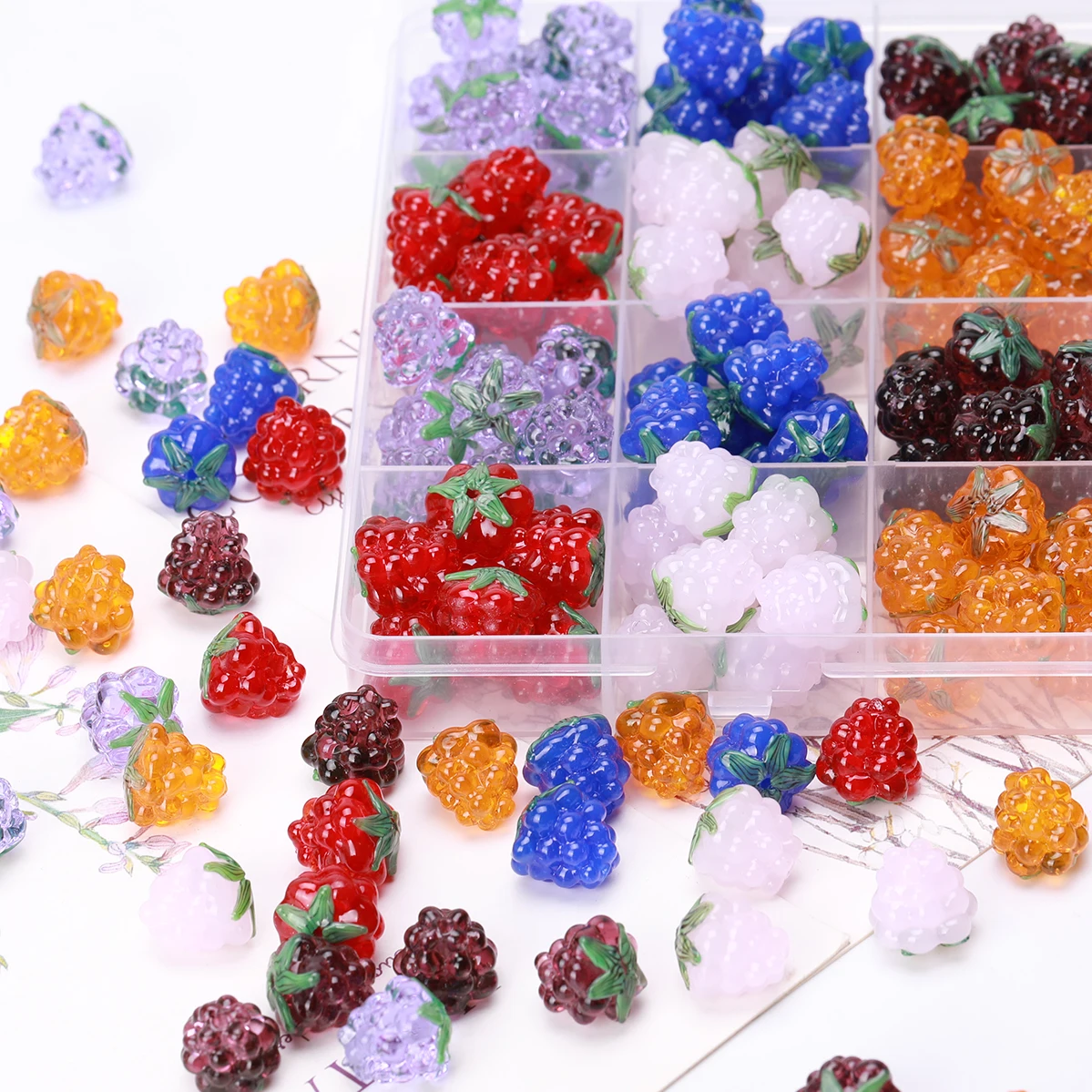 13mm Unique Grape&Raspberry Shape Glass Bead-Vibrant 5pcs Mixed Color Artificial Crystal Grape Glass Bead For DIY Jewelry Making