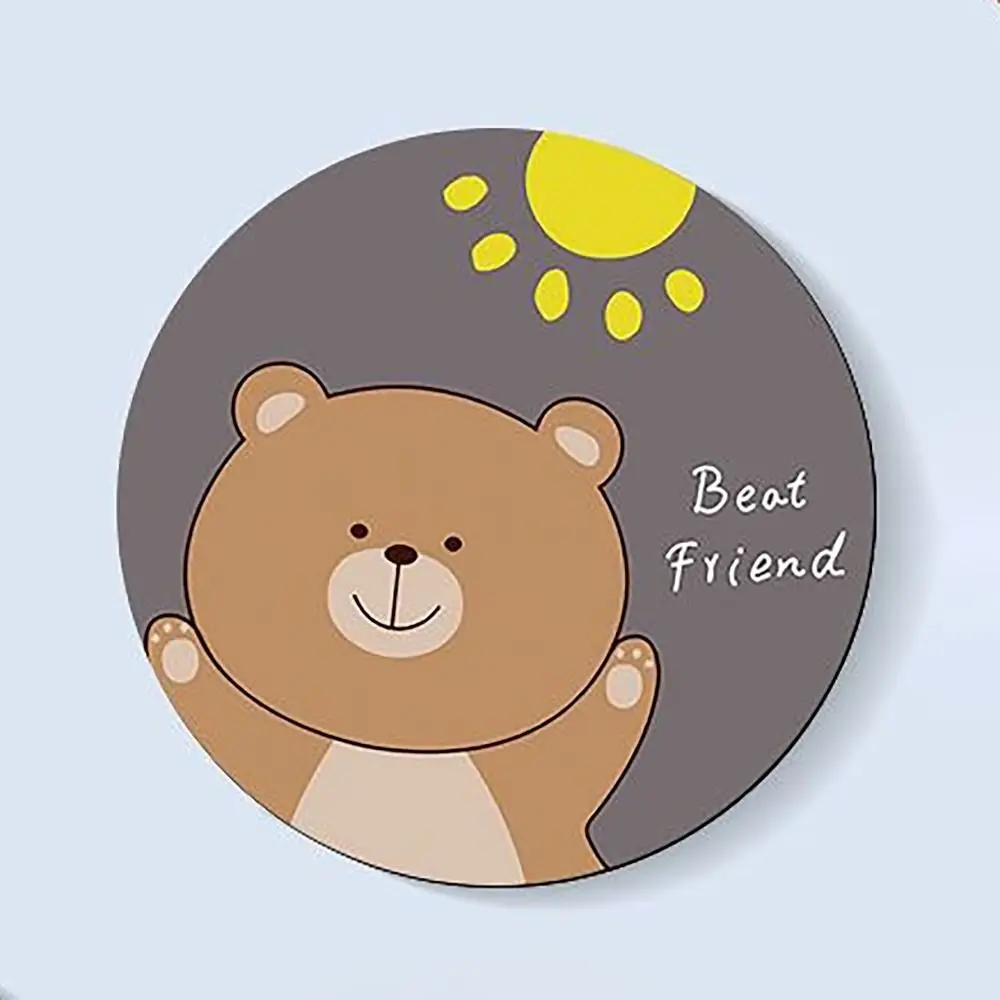 Cartoon S/L Coasters Bear Dog Cat EVA Heat Insulation Pad Round Waterproof Table Mat Home Kitchen