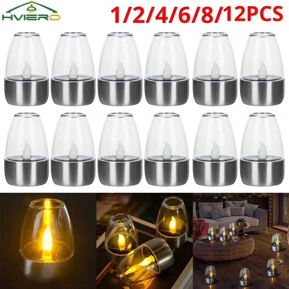 

1/2/4/6/8/12X Torch Candle Flame Solar Powered Lamp Night Light Outdoor Holiday Festival Decoration Garden Lawn Halloween Diner