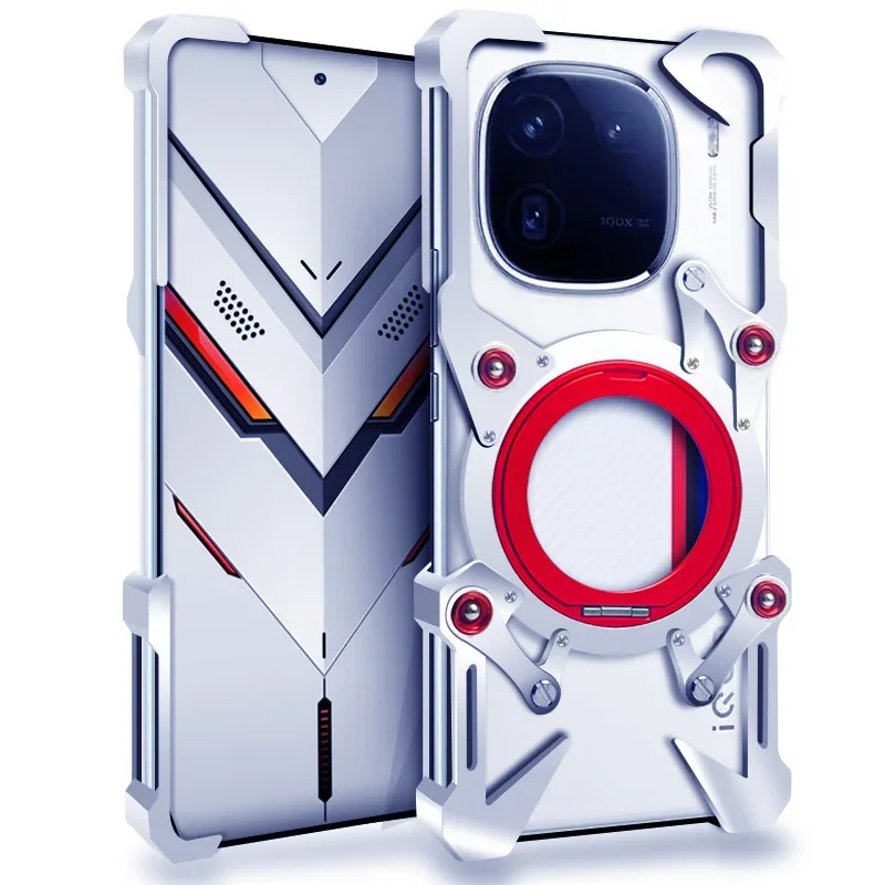 Mechanical Screw Metal Frame Shockproof Cover For VIVO IQOO 13 12 11 9 Pro Alloy Hollow Heavy Duty 360 Ring Holder Bracket Case