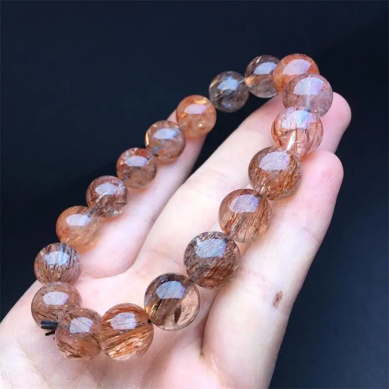 

10MM Natural Black Golden Super Seven Quartz Bracelet String Charms Strand Exquisite Jewelry Gift Healing Crystal Energy Gift